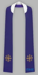 Fioletowa stuła haftowana - wąska jednostronna - Szaty liturgiczne - miniaturka - grafika 1