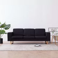Sofy i kanapy - vidaXL vidaXL 3-osobowa sofa tapicerowana tkaniną, czarna - miniaturka - grafika 1