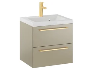 Szafka Wisząca Z Umywalką RON 50 cm - Cappuccino Mat - Uchwyty Złote Szczotkowane - Szafki łazienkowe - miniaturka - grafika 1