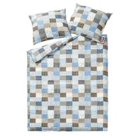 Pościel - Karo Pościel z kory 200x220 wzór 96/1 Paczłork niebieski na guziki 100% bawełna gruba - miniaturka - grafika 1