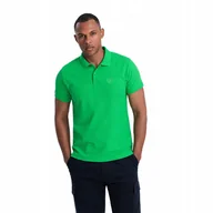 Koszulki męskie - Koszulka męska polo BASIC 100% bawełna neonowa zieleń V25 OM-POBS-0100 S - miniaturka - grafika 1