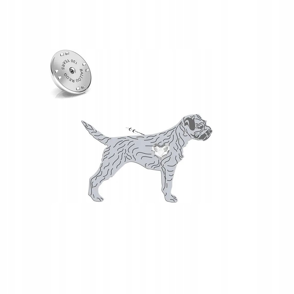 Wpinka Srebrna z psem Border Terrier 925 Biżuteria DEDYKACJA GRATIS
