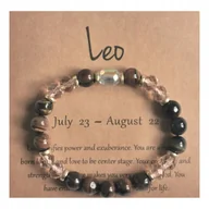 Bransoletki - Bransoletka Zodiakalna Lew Elastyczna Kamienie Kryształ Energia - miniaturka - grafika 1