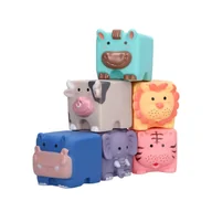 Zabawki sensoryczne - Zwierzątka safari - miękkie klocki sensoryczne 6 szt - miniaturka - grafika 1