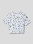 Koszulki dla dziewczynek - T-shirt we wzory na całej powierzchni - miniaturka - grafika 1