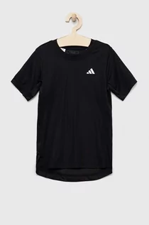 Koszulki dla chłopców - Adidas Performance t-shirt dziecięcy kolor czarny gładki - adidas Performance - grafika 1