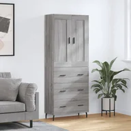 Szafki nocne - vidaXL Witrynka szary dąb sonoma 69,5x34x180cm materiał drewnopochodny - miniaturka - grafika 1