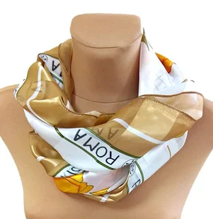 Apaszka jedwab beżowe kwiaty - Moda i Uroda OUTLET - miniaturka - grafika 1