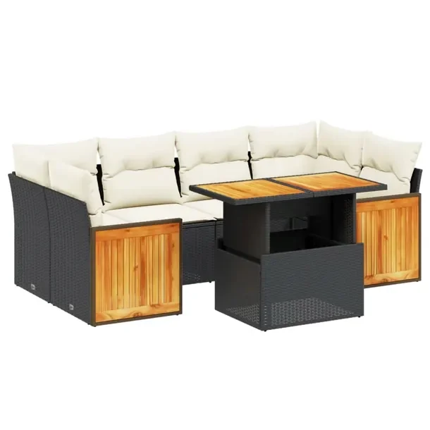 Zestaw wypoczynkowy z rattanu PE, czarny, wymiary: 55x62x69 cm, 62x62x69 cm