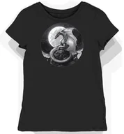 Koszulki i topy damskie - Koszulka damska czarna z motywem srebrnego smoka L - miniaturka - grafika 1