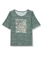 Koszulki i topy damskie - Gerry Weber Damska koszulka z krótkim rękawem z nadrukiem z przodu pół rękawa T-shirt z rękawami 1/2 z rękawami z półrękawami wzorzystymi, nadruk z przodu, oliwkowy, 40 - miniaturka - grafika 1