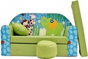 Fotele i pufy dla dzieci - Sofa dziecięca kanapa wersalka rozkładana 160cm + podnóżek i poduszka - Z16 - miniaturka - grafika 1