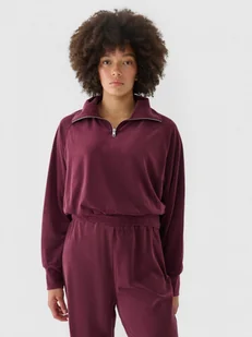 Damska bluza dresowa z weluru 4F 4FRAW24TSWSF2054 - czerwona - Bluzy sportowe damskie - miniaturka - grafika 1