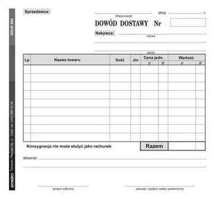 Emeko Tomecki I Płaczek S.k.a Druk Dowód dostawy ryczałt DDR 2/3 A5 1+1 - Druki akcydensowe - miniaturka - grafika 1