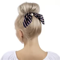 Ozdoby do włosów - GUMKA DO WŁOSÓW apaszka SCRUNCHIE paski CZARNA - miniaturka - grafika 1