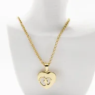 Naszyjniki - Naszyjnik Damski Stópki w Sercu Dla Mamy, Srebro p.925 Złocone Czystym Złotem - miniaturka - grafika 1