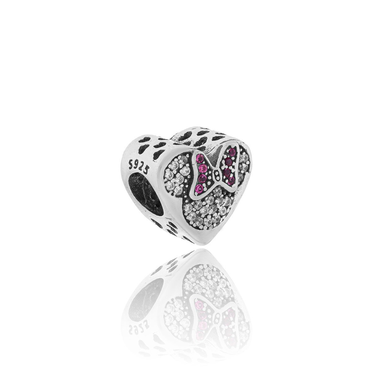 Srebrna zawieszka do bransoletki charms myszka w sercu pr. 925