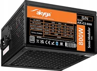 Zasilacze komputerowe - Zasilacz Akyga AKYGA Zasilacz ATX 800W AK-C2-800 Semi-Modular P4+4 2x PCI-E 6+2 pin 6x SATA 3x Molex FAN 12cm - miniaturka - grafika 1