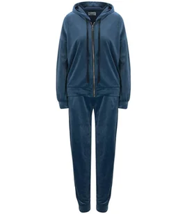 Damski dres sportowy welur bluza spodnie kaptur - Spodnie sportowe damskie - miniaturka - grafika 1