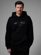 Bluzy męskie - 4F Bluza dresowa regular z kapturem męska 4F x Robert Lewandowski - czarna XXL - miniaturka - grafika 1