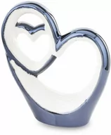Figurki dekoracyjne - Figurka dekoracyjna serce niebiesko biała 15x13 144145 - miniaturka - grafika 1