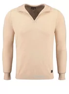 Swetry męskie - KEY LARGO Sweter męski Agency Troyer, beżowy mel. (1006), S - miniaturka - grafika 1