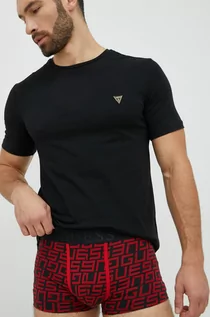 Piżamy męskie - Guess t-shirt i bokserki kolor czerwony gładka - grafika 1