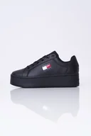 Sneakersy damskie - Sneakersy czarne skórzane Tjw Flatform Ess Tommy Jeans EN0EN02518 39 - miniaturka - grafika 1