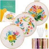 Pasmanteria - Zestaw do haftowania wyszywania haftu DIY gotowe wzory 3 szt. muliny kanwa - miniaturka - grafika 1