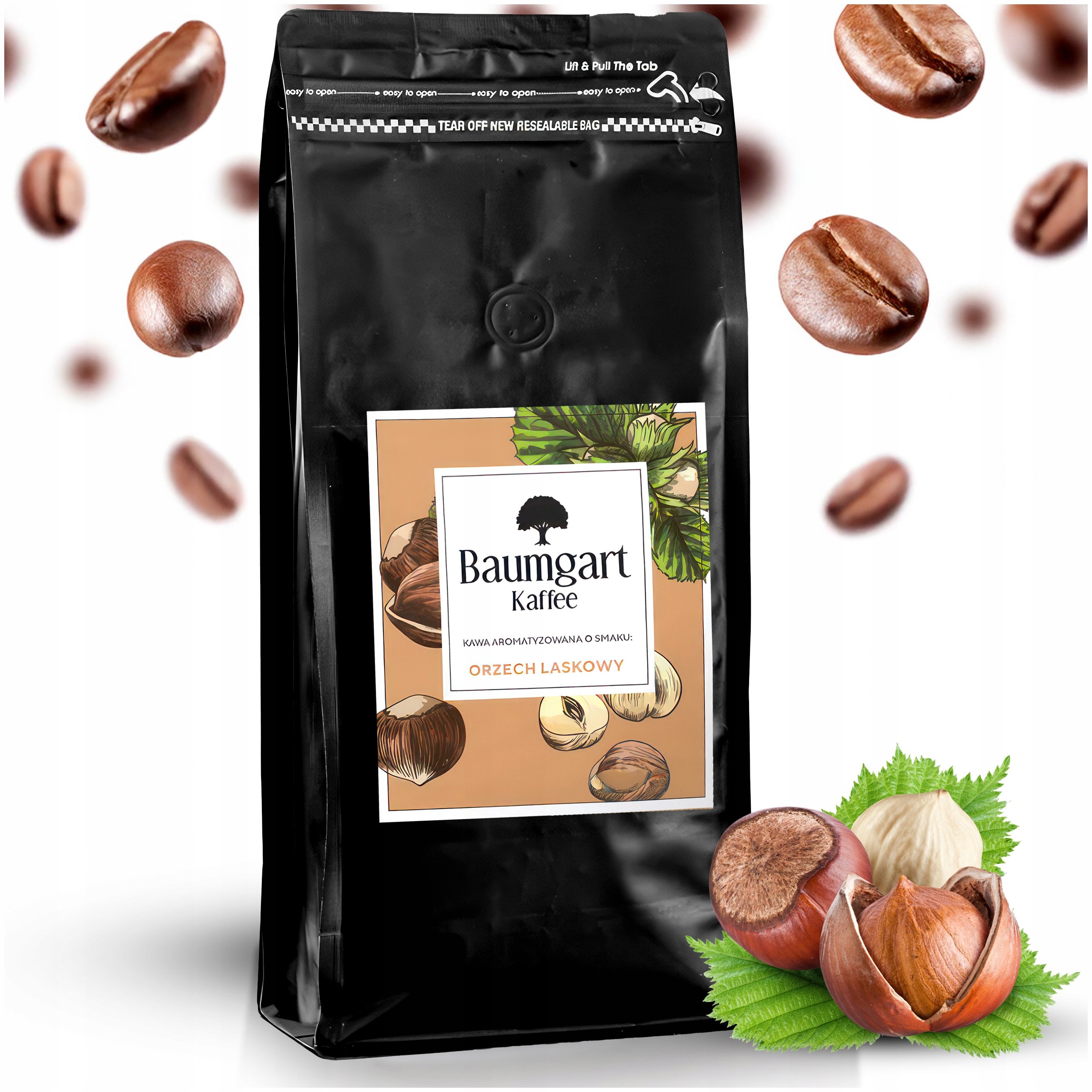 Kawa Ziarnista 1kg Smakowa 100% Arabica 1000g Orzech Laskowy Baumgart