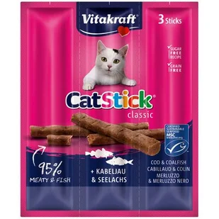 Przysmak dla kota Cat Stick Mini 3 sztuki dorsz/czarniak Vitakraft - Przysmaki dla kotów - miniaturka - grafika 1