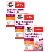 Witaminy i minerały - 3x Doppelherz® aktiv Jod z kwasem foliowym, żelazem i wit. B12, 3x45 tabletek ZESTAW - miniaturka - grafika 1