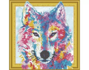 Mozaika diamentowa, kolorowy wilk, 30x30 cm - Zabawki kreatywne - miniaturka - grafika 1