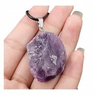 Naszyjniki - Naszyjnik z Kamieniem Naturalnym Amethyst Amulet Intuicji i Ochrony - miniaturka - grafika 1