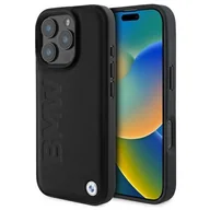 Etui i futerały do telefonów - BMW BMHMP16LSLLBK iPhone 16 Pro 6.3" czarny/black hardcase Leather Hot Stamp MagSafe - miniaturka - grafika 1