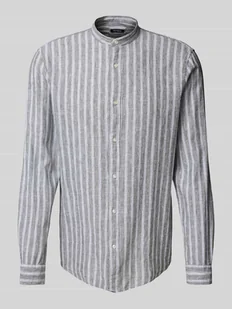 Koszula casulowa o kroju slim fit z mieszanki lnu ze stójką - Koszule męskie - miniaturka - grafika 1