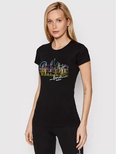 Koszulki i topy damskie - Bench T-Shirt Neon City 120754 Czarny Regular Fit - grafika 1