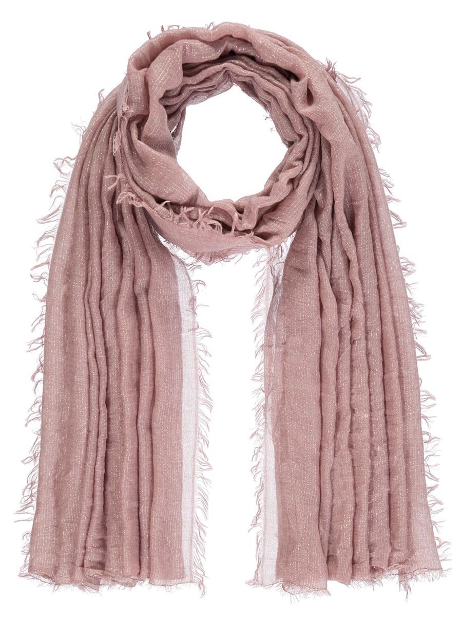 Damski szalik ze srebrną nitką różowy Passigatti
