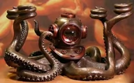 Figurki dekoracyjne - Ośmiornica świecznik Veronese Steampunk - miniaturka - grafika 1