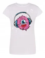 Koszulki i topy damskie - T-Shirt fajny kolorowy nadruk Potwór Muzyka r.XL - miniaturka - grafika 1