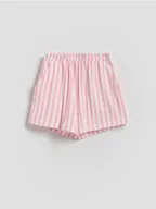 Spodnie i spodenki dla dziewczynek - Reserved - Szorty w paski - pastelowy róż - miniaturka - grafika 1