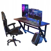 Biurka gamingowe - BIURKO GAMINGOWE STÓŁ DLA GRACZA KOMPUTEROWE CZARNE DUŻE NOWOCZESNE 120 CM - miniaturka - grafika 1