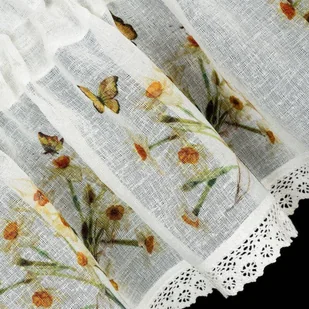 Firana 30 x 150 Dekoracyjna Gotowa Flora Biały+Żół - Firany - miniaturka - grafika 5