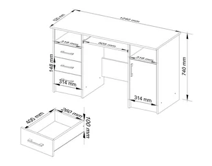BIURKO ANA 124 cm SONOMA / WENGE - Biurka - miniaturka - grafika 4