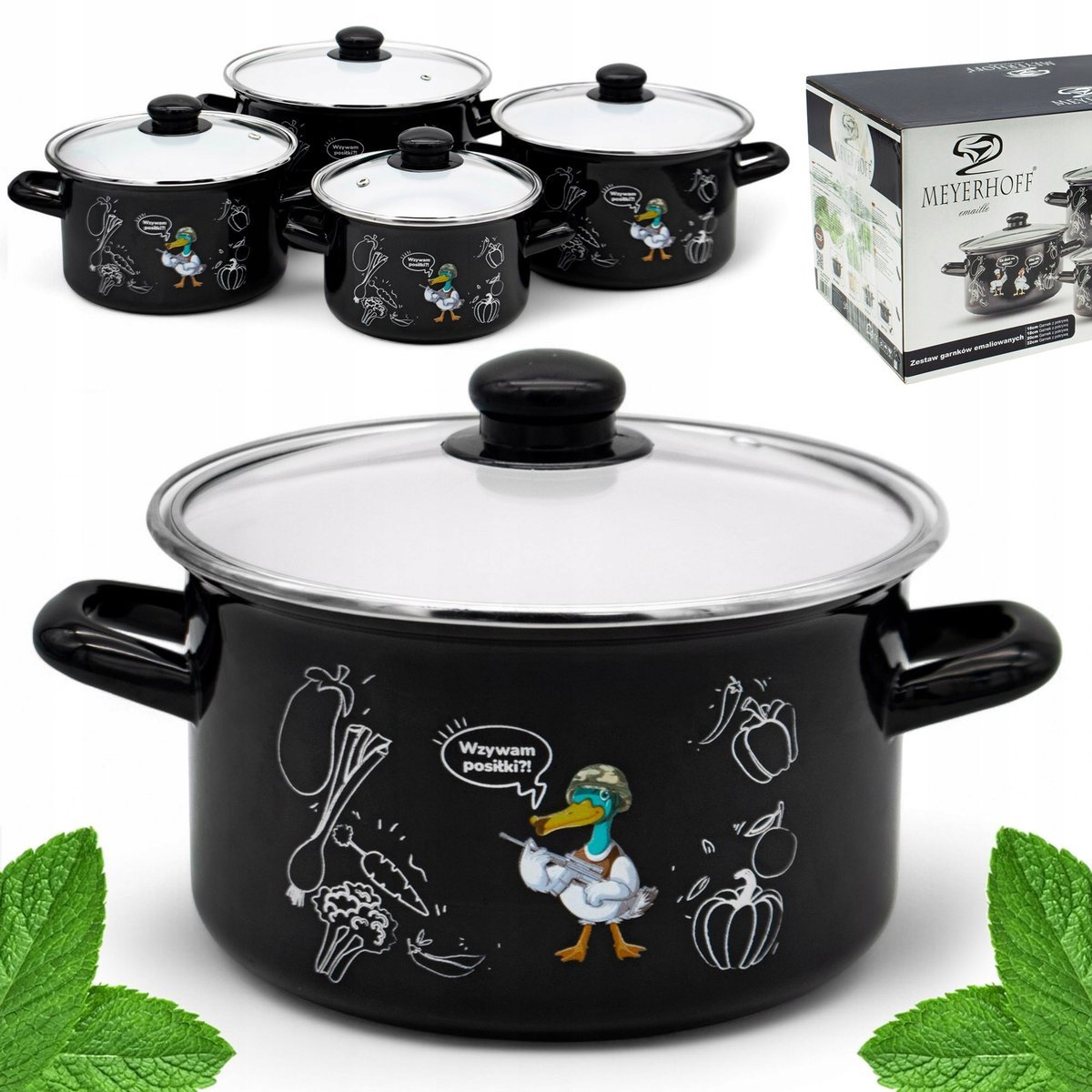 Komplet ZESTAW GARNKÓW emaliowanych 8EL kpl tradycyjne GARNEK EMALIA Garnki