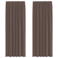 Zasłony - vidaXL Zasłony woalowe z kieszeniami na drążek 2 szt. Brązowe - miniaturka - grafika 1