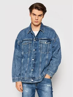 Kurtki męskie - Calvin Klein Jeans Kurtka jeansowa J30J319047 Niebieski Oversize - grafika 1
