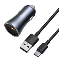 Kable USB - Baseus Golden Contactor Pro szybka ładowarka samochodowa USB Typ C / USB 40 W Power Delivery 3.0 Quick Charge 4+ SCP FCP AFC + kabel USB - USB Typ C szary (TZCCJD-0G) - miniaturka - grafika 1