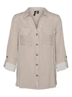 Bluzki damskie - Vero Moda Koszula w kolorze jasnobrązowo-białym - miniaturka - grafika 1