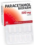 Leki przeciwbólowe - Biofarm Paracetamol 500 mg, 20 tabletek  6067221 - miniaturka - grafika 1